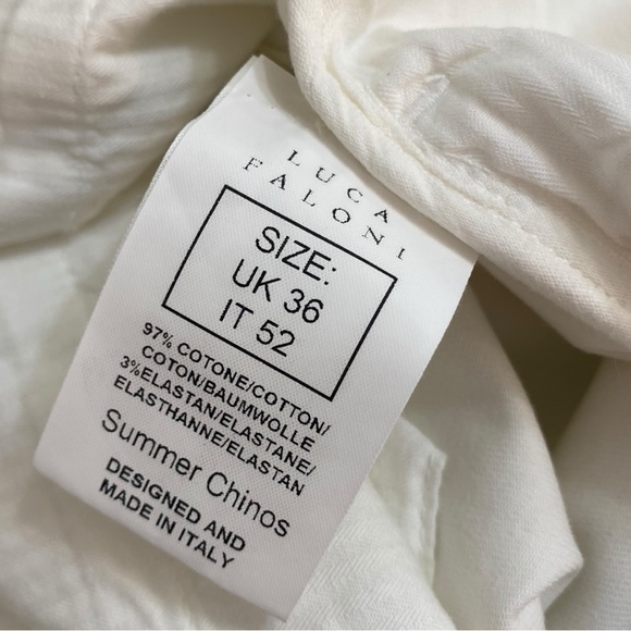 Luca Falconi NWT White Cotton Summer Chinos Size 52 US XL - Picture 7 of 9
